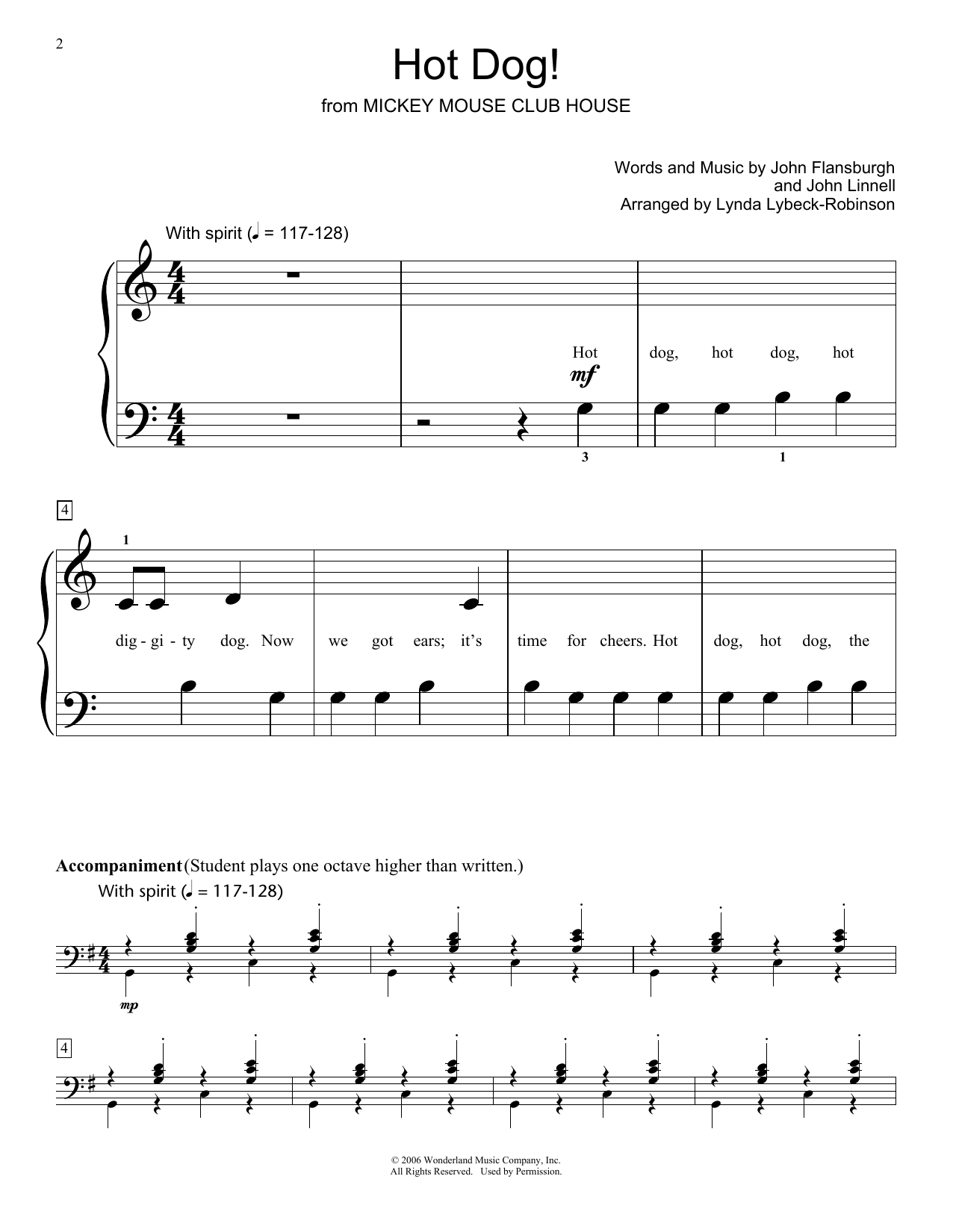 They Might Be Giants Hot Dog! (arr. Lynda Lybeck-Robinson) sheet music notes and chords arranged for Educational Piano