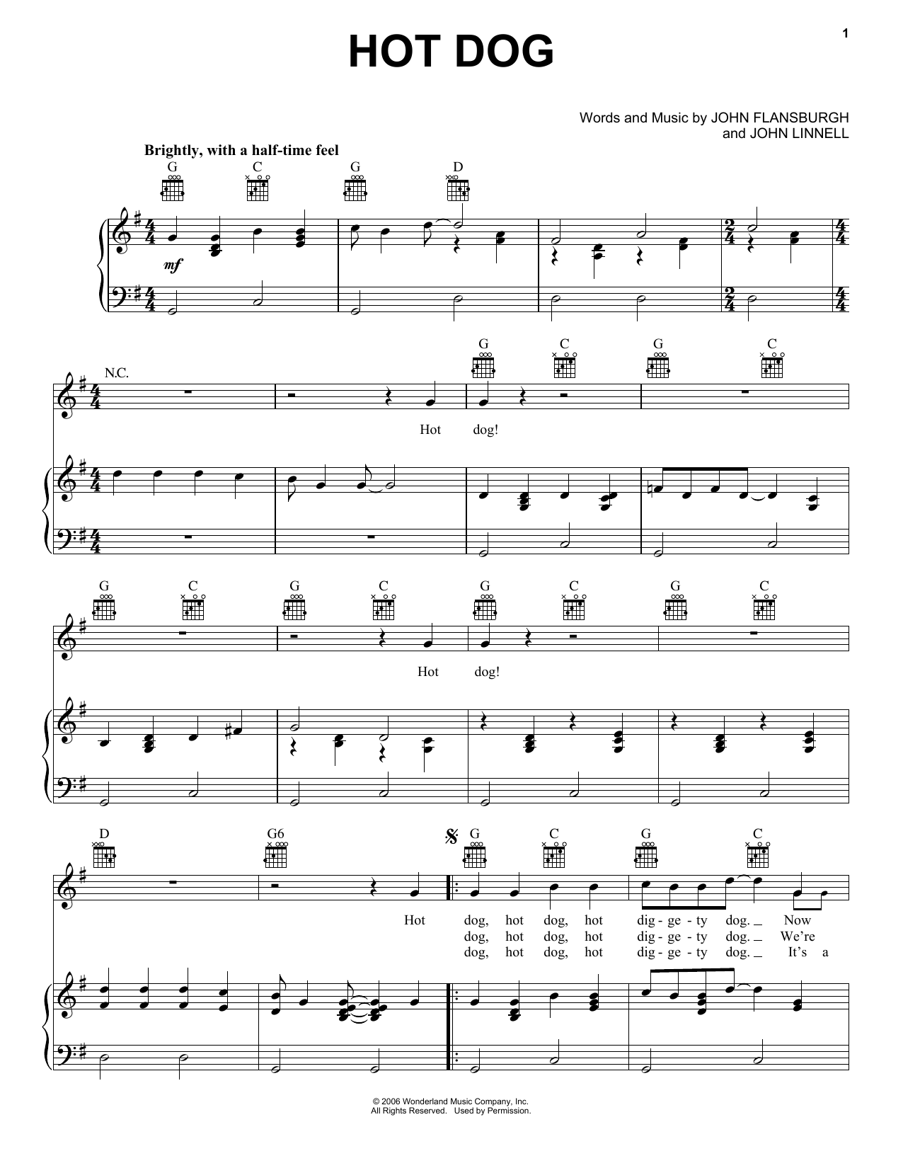 They Might Be Giants Hot Dog! sheet music notes and chords arranged for Piano, Vocal & Guitar Chords (Right-Hand Melody)