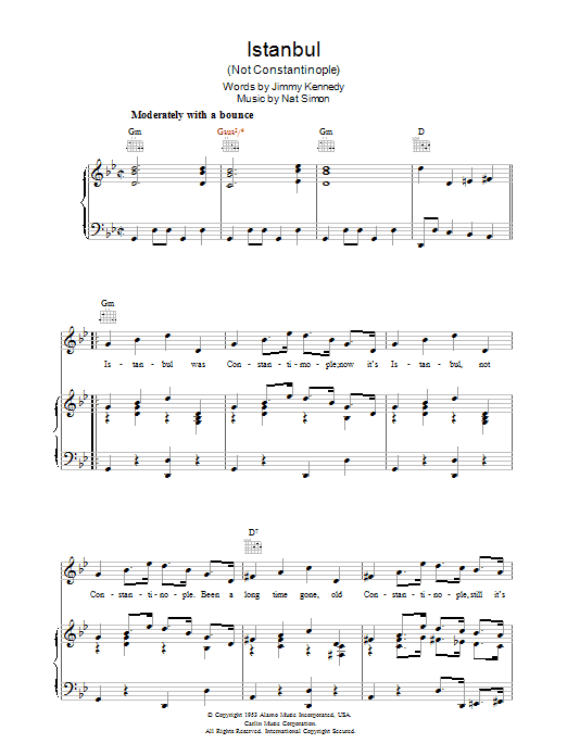 They Might Be Giants Istanbul (Not Constantinople) sheet music notes and chords arranged for Piano, Vocal & Guitar Chords