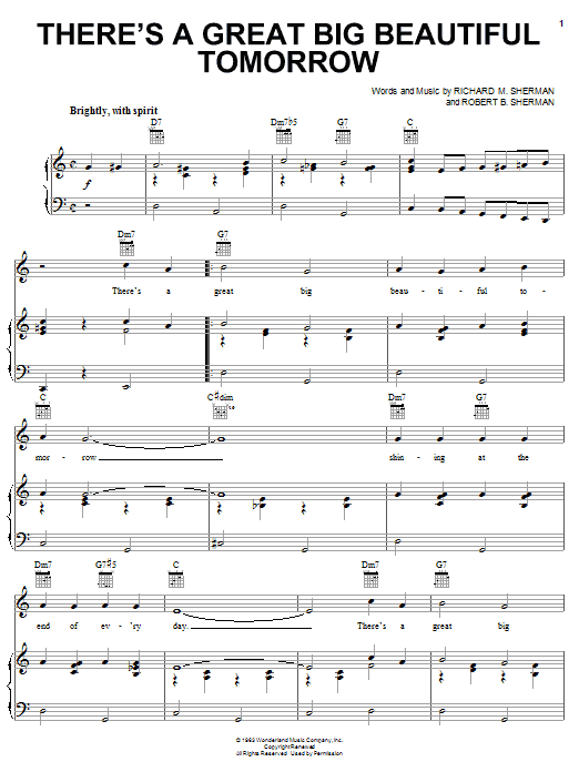 They Might Be Giants There's A Great Big Beautiful Tomorrow sheet music notes and chords arranged for Piano, Vocal & Guitar Chords (Right-Hand Melody)
