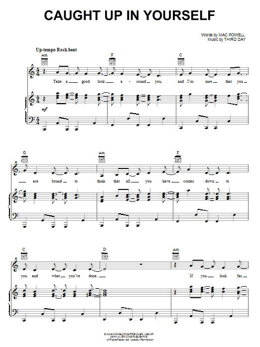 Third Day Caught Up In Yourself sheet music notes and chords arranged for Piano, Vocal & Guitar Chords (Right-Hand Melody)