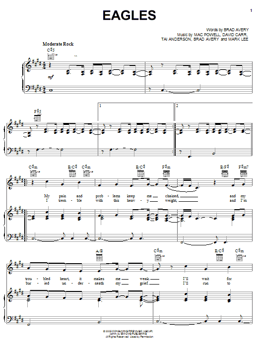 Third Day Eagles sheet music notes and chords arranged for Piano, Vocal & Guitar Chords (Right-Hand Melody)