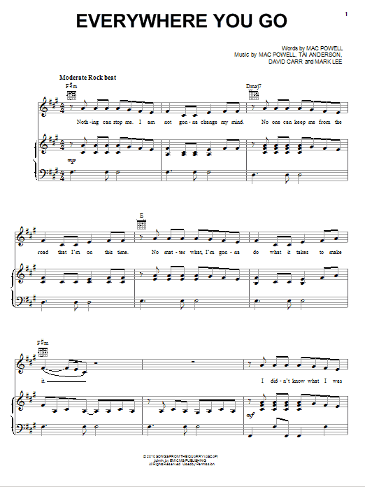 Third Day Everywhere You Go sheet music notes and chords arranged for Piano, Vocal & Guitar Chords (Right-Hand Melody)