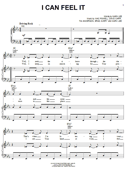 Third Day I Can Feel It sheet music notes and chords arranged for Piano, Vocal & Guitar Chords (Right-Hand Melody)