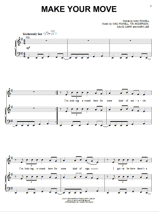 Third Day Make Your Move sheet music notes and chords arranged for Piano, Vocal & Guitar Chords (Right-Hand Melody)