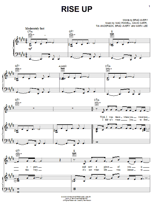 Third Day Rise Up sheet music notes and chords arranged for Guitar Tab