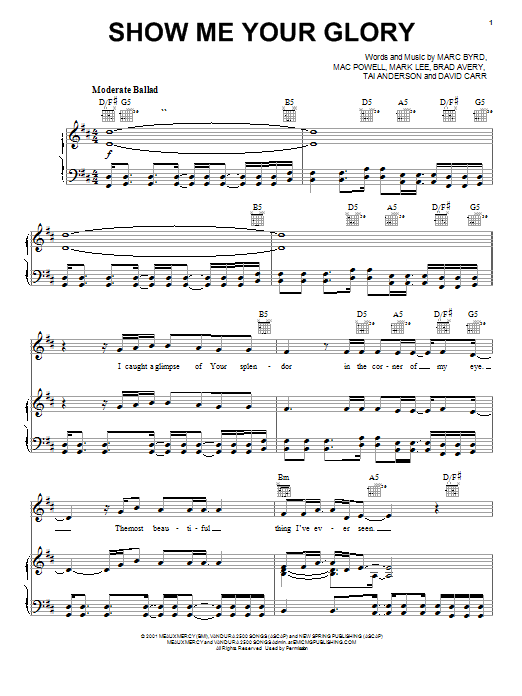 Third Day Show Me Your Glory sheet music notes and chords arranged for Piano, Vocal & Guitar Chords (Right-Hand Melody)