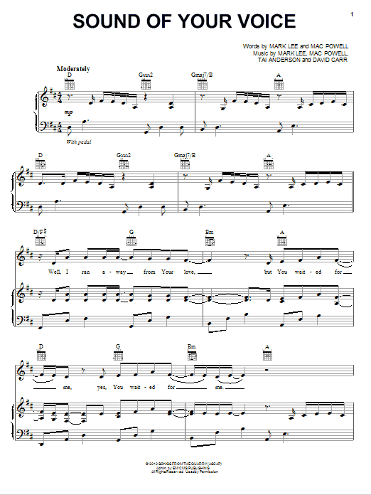 Third Day Sound Of Your Voice sheet music notes and chords arranged for Piano, Vocal & Guitar Chords (Right-Hand Melody)