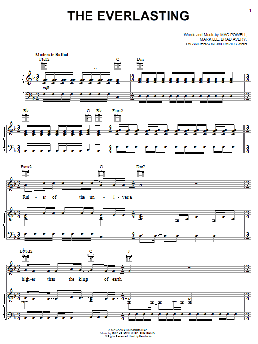 Third Day The Everlasting sheet music notes and chords arranged for Piano, Vocal & Guitar Chords (Right-Hand Melody)
