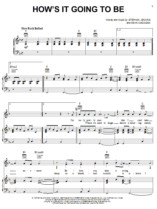 Third Eye Blind How's It Going To Be sheet music notes and chords arranged for Piano, Vocal & Guitar Chords (Right-Hand Melody)