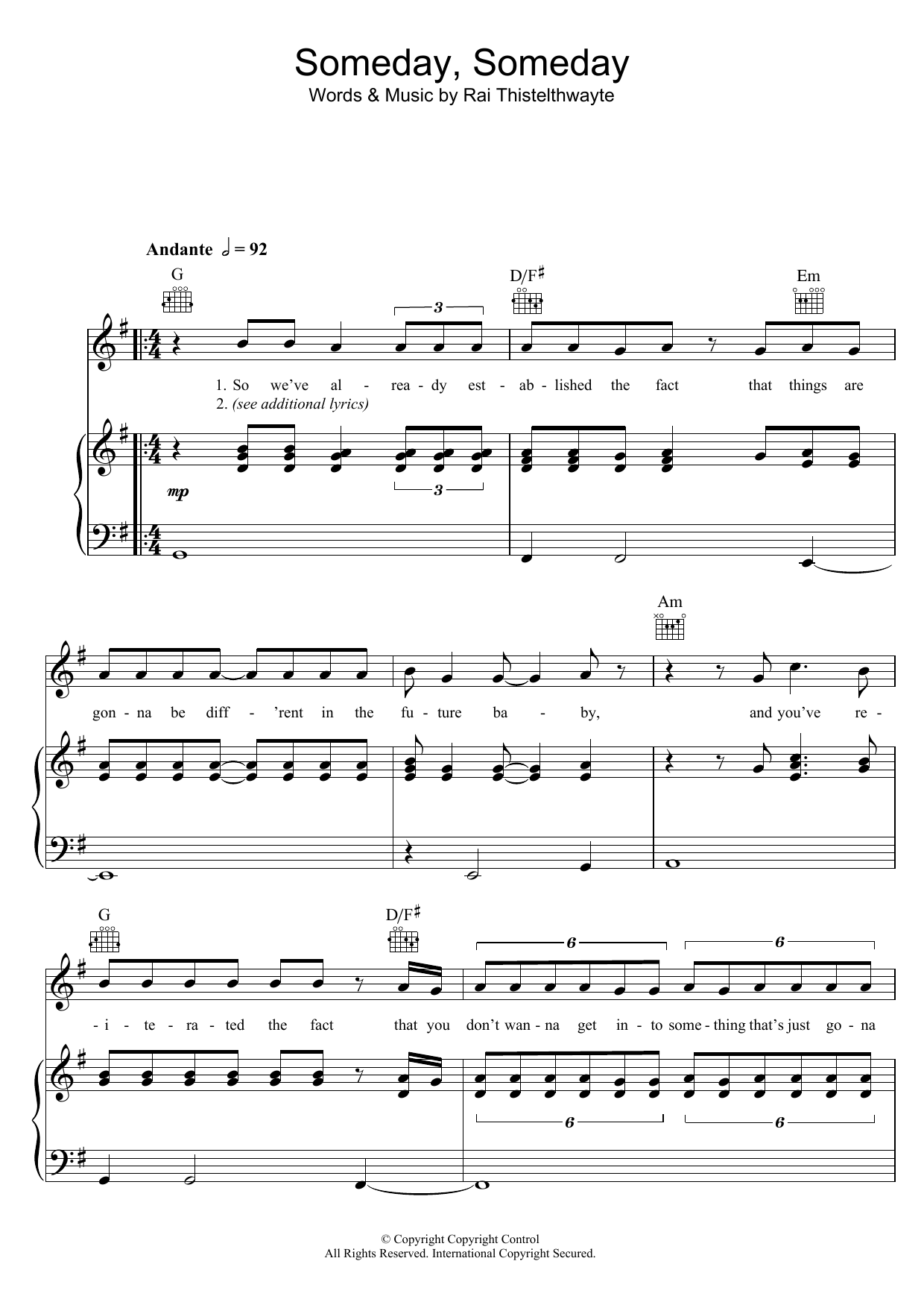 Thirsty Merc Someday, Someday sheet music notes and chords arranged for Piano, Vocal & Guitar Chords