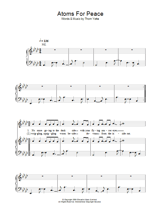 Thom Yorke Atoms For Peace sheet music notes and chords arranged for Piano, Vocal & Guitar Chords