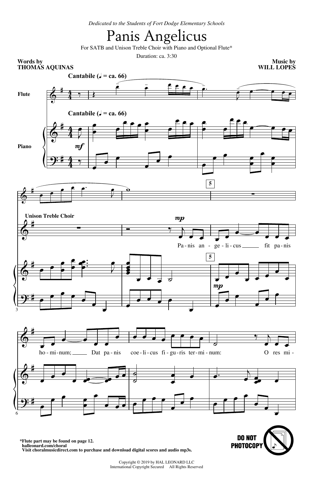 Thomas Aquinas and Will Lopes Panis Angelicus sheet music notes and chords arranged for SATB Choir