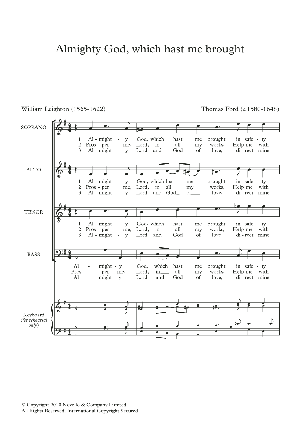 Thomas Ford Almighty God, Which Hast Me Brought sheet music notes and chords arranged for Choir