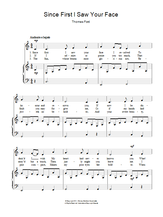 Thomas Ford Since First I Saw Your Face sheet music notes and chords arranged for Piano & Vocal