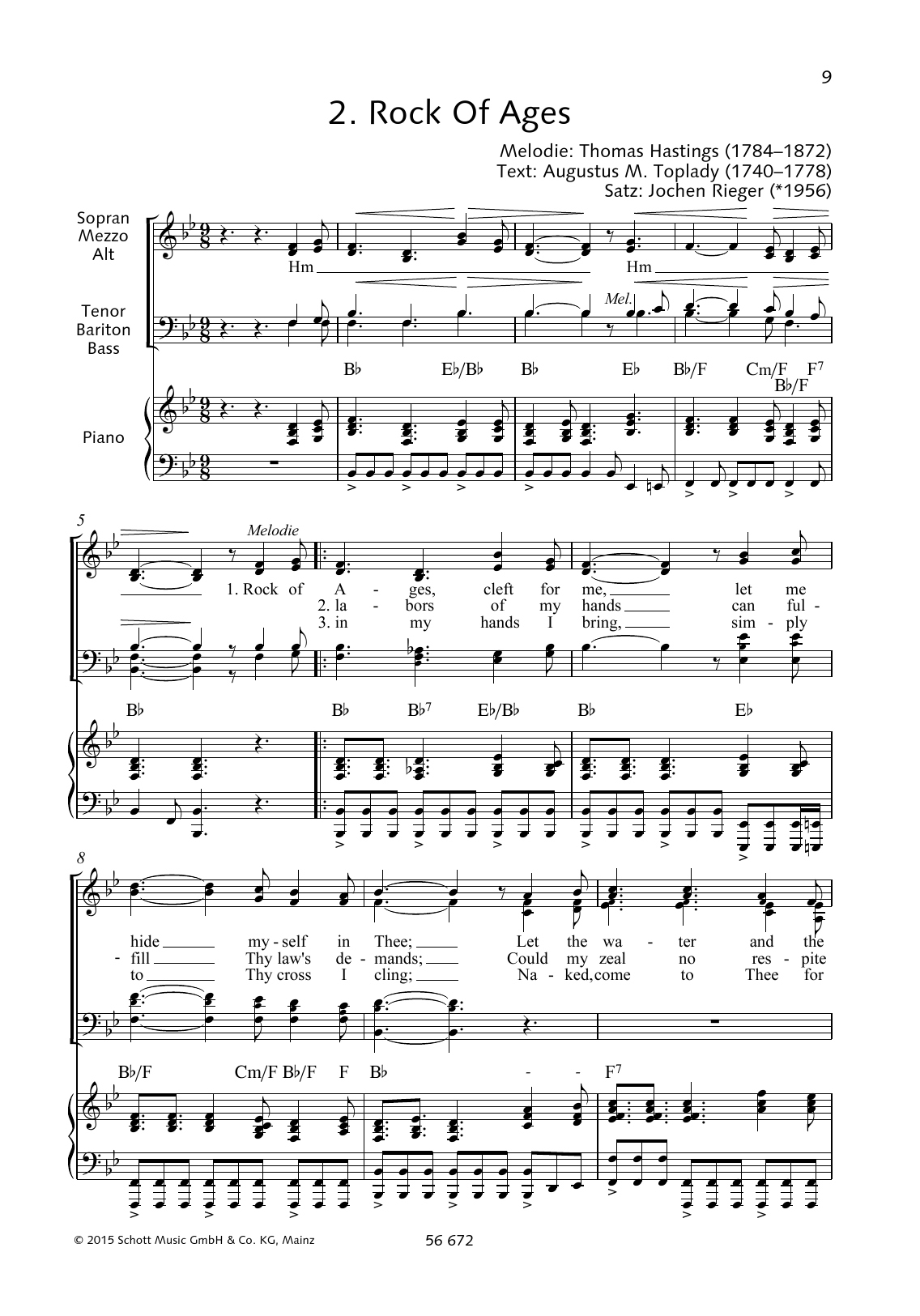 Thomas Hastings Rock of Ages sheet music notes and chords arranged for Choir