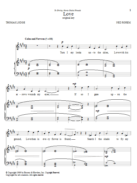 Thomas Lodge Love sheet music notes and chords arranged for Piano & Vocal