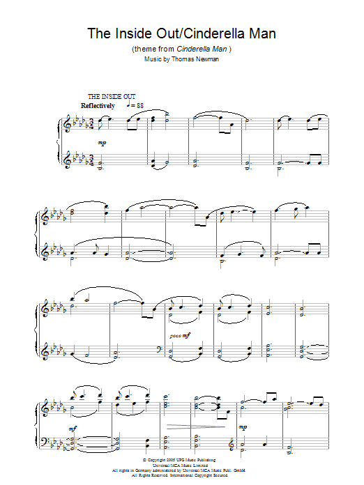 Thomas Newman The Inside Out/Cinderella Man (theme from Cinderella Man) sheet music notes and chords arranged for Lead Sheet / Fake Book