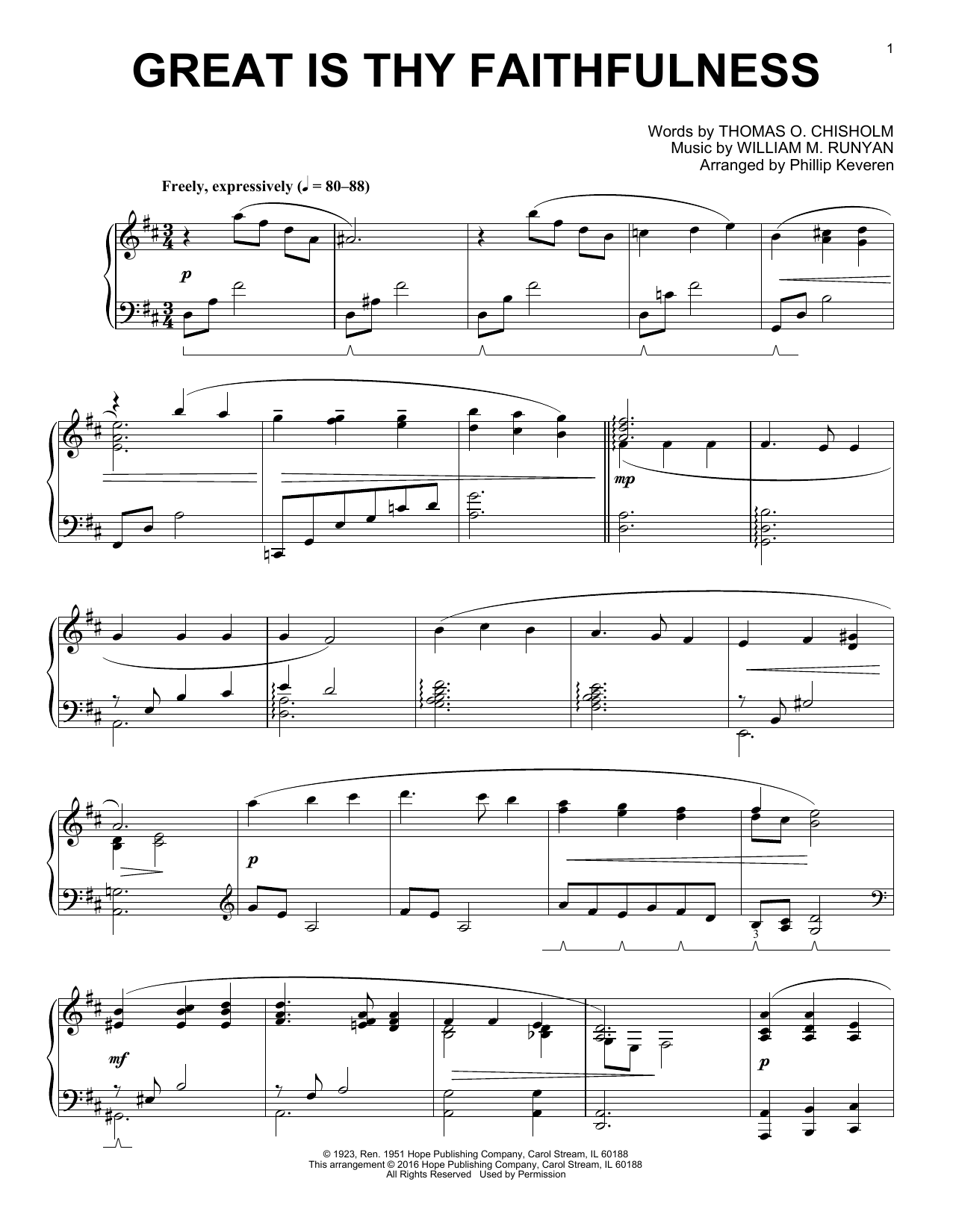 Thomas O. Chisholm Great Is Thy Faithfulness (arr. Phillip Keveren) sheet music notes and chords arranged for Piano Solo