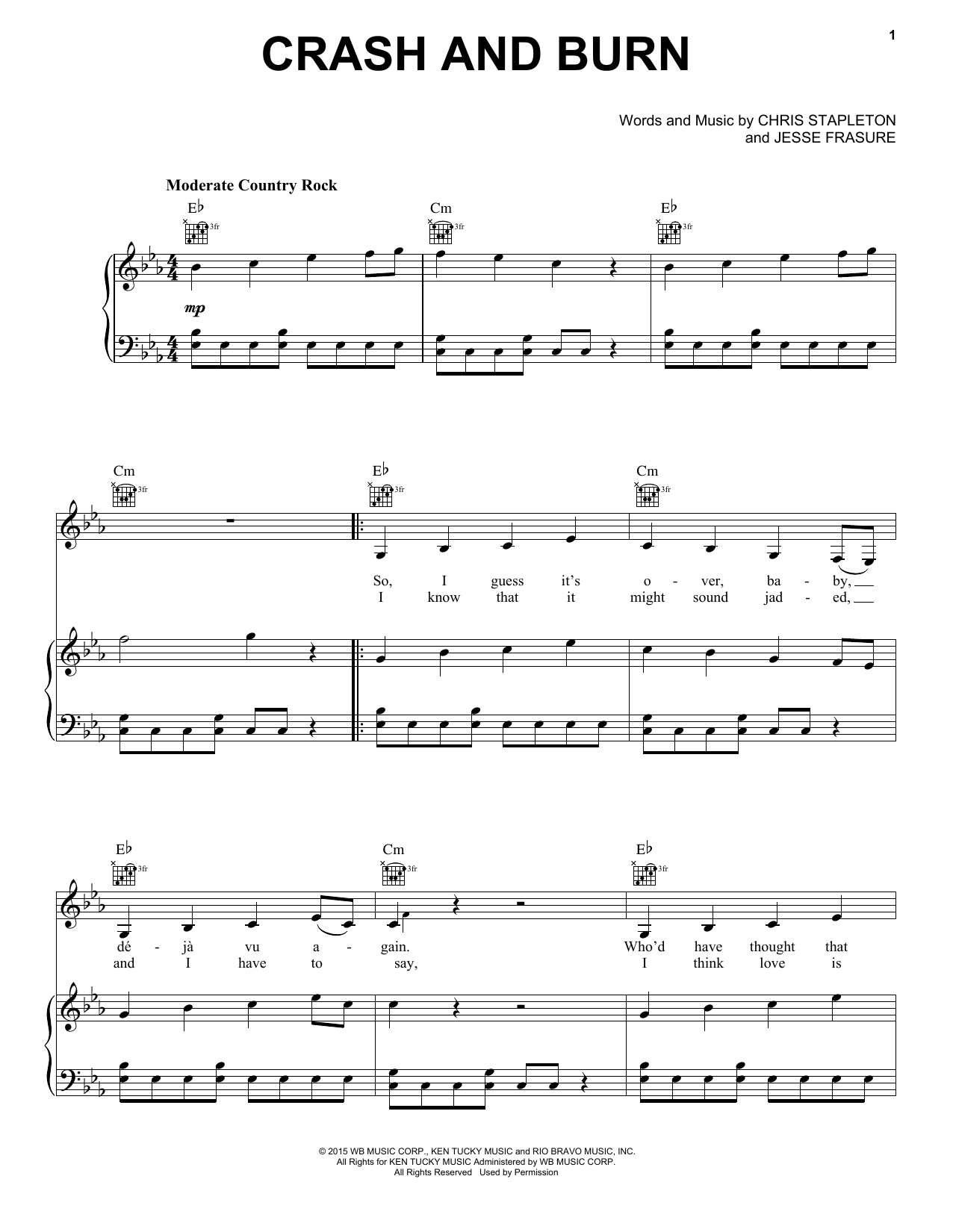Thomas Rhett Crash And Burn sheet music notes and chords arranged for Piano, Vocal & Guitar Chords (Right-Hand Melody)