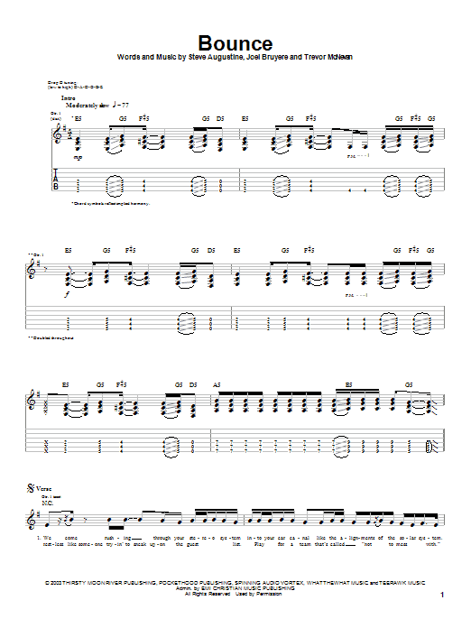 Thousand Foot Krutch Bounce sheet music notes and chords arranged for Guitar Tab