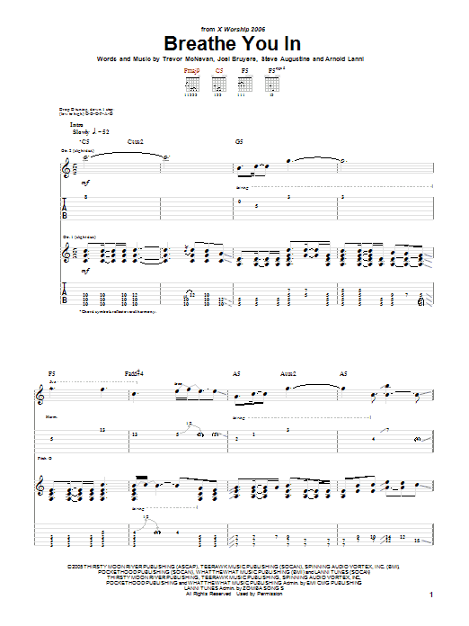 Thousand Foot Krutch Breathe You In sheet music notes and chords arranged for Guitar Tab
