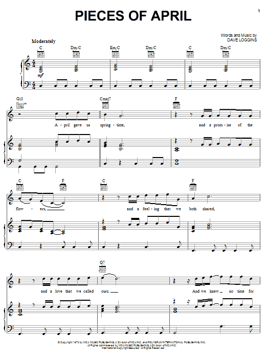 Three Dog Night Pieces Of April sheet music notes and chords arranged for Lead Sheet / Fake Book