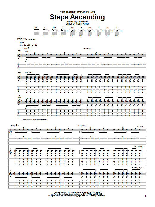 Thursday Steps Ascending sheet music notes and chords arranged for Guitar Tab