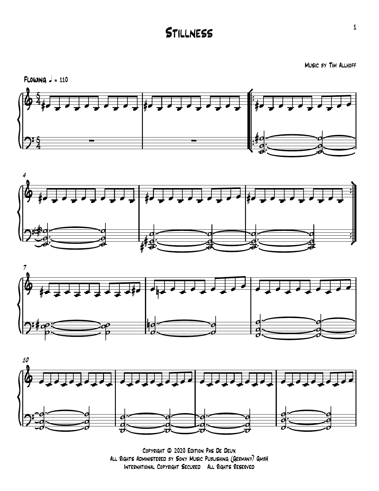 Tim Allhoff Stillness sheet music notes and chords arranged for Piano Solo