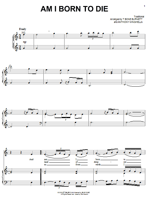 Tim Eriksen Am I Born To Die sheet music notes and chords arranged for Piano, Vocal & Guitar Chords (Right-Hand Melody)