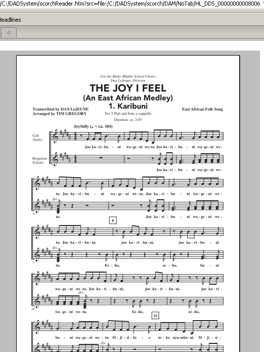 Tim Gregory The Joy I Feel (East African Medley) sheet music notes and chords arranged for 2-Part Choir