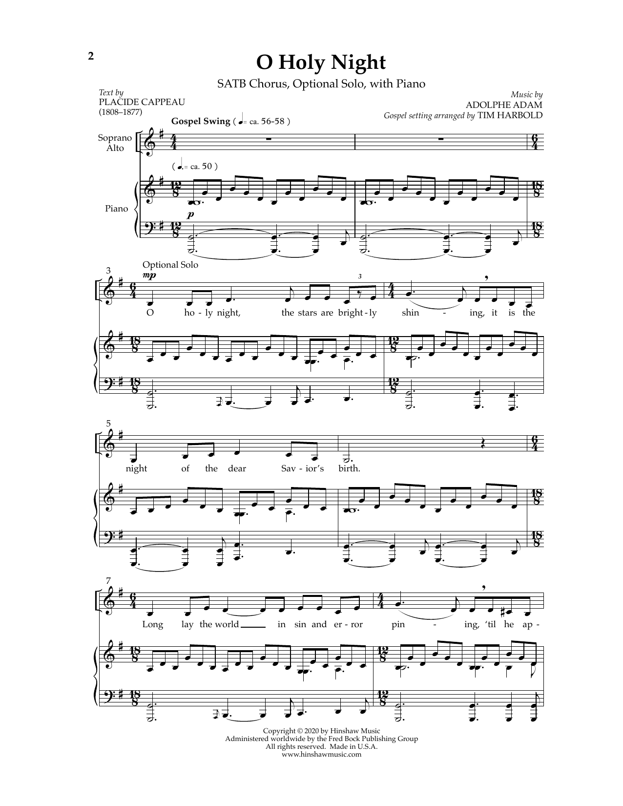 Tim Harbold O Holy Night (A Gospel Setting) sheet music notes and chords arranged for SATB Choir