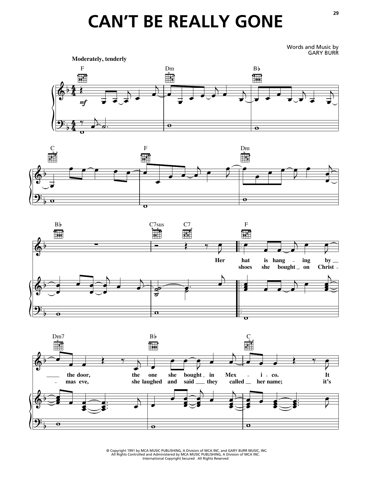Tim McGraw Can't Be Really Gone sheet music notes and chords arranged for Piano, Vocal & Guitar Chords (Right-Hand Melody)