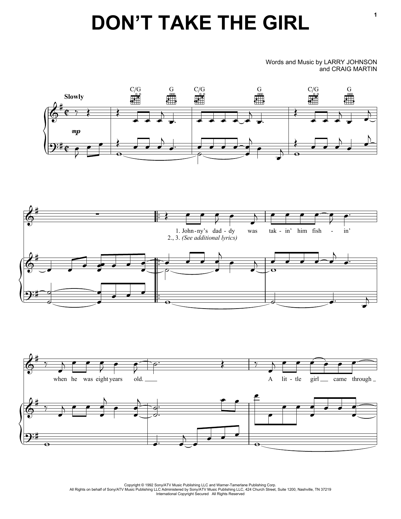Tim McGraw Don't Take The Girl sheet music notes and chords arranged for Piano, Vocal & Guitar Chords (Right-Hand Melody)