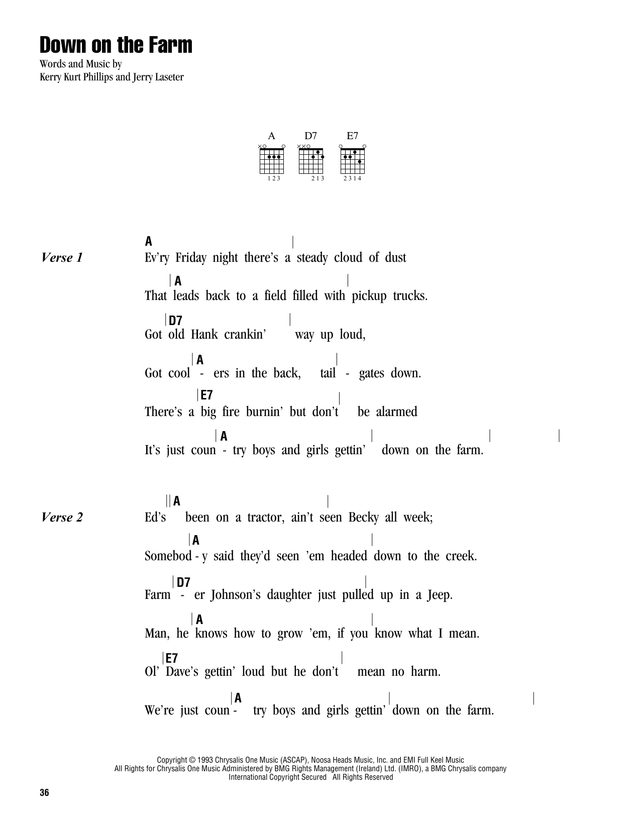 Tim McGraw Down On The Farm sheet music notes and chords arranged for Guitar Chords/Lyrics