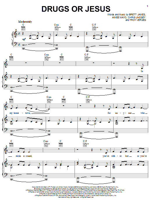 Tim McGraw Drugs Or Jesus sheet music notes and chords arranged for Piano, Vocal & Guitar Chords (Right-Hand Melody)