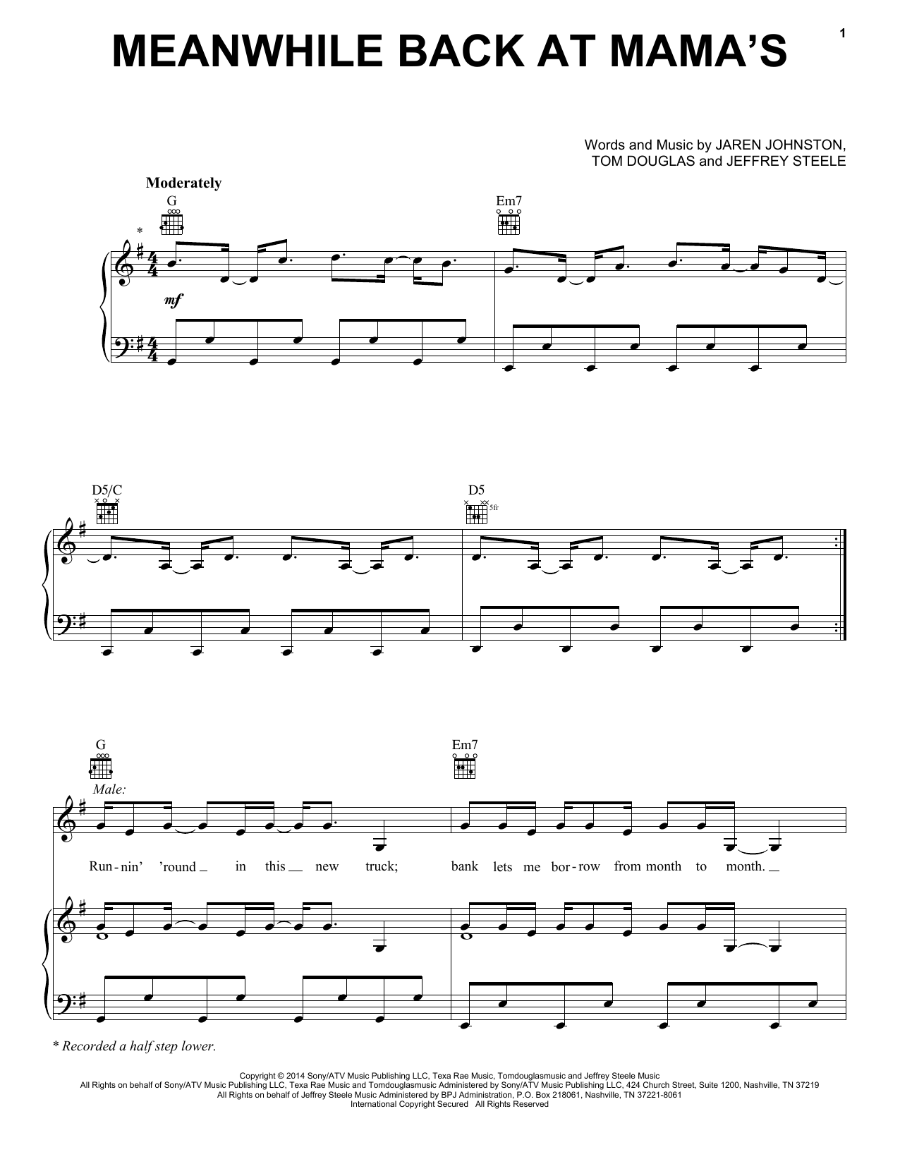 Tim McGraw feat. Faith Hill Meanwhile Back At Mama's sheet music notes and chords arranged for Piano, Vocal & Guitar Chords (Right-Hand Melody)