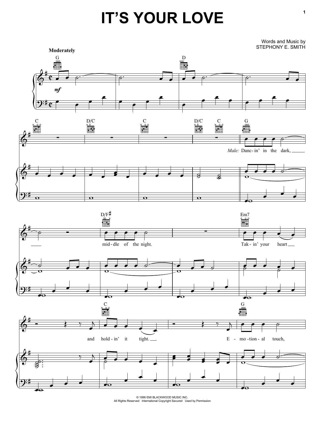 Tim McGraw with Faith Hill It's Your Love sheet music notes and chords arranged for Very Easy Piano