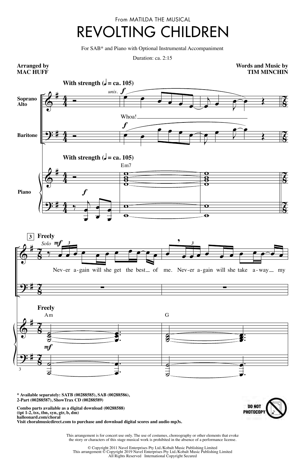 Tim Minchin Revolting Children (from Matilda: The Musical) (arr. Mac Huff) sheet music notes and chords arranged for SATB Choir