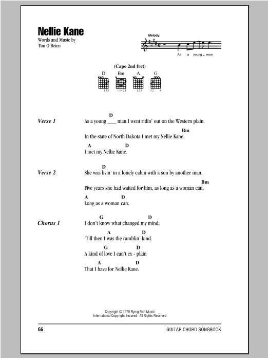 Tim O'Brien Nellie Kane sheet music notes and chords arranged for Real Book – Melody, Lyrics & Chords
