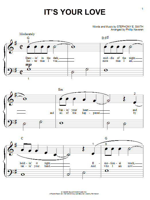 Tim McGraw with Faith Hill It's Your Love (arr. Phillip Keveren) sheet music notes and chords arranged for Big Note Piano