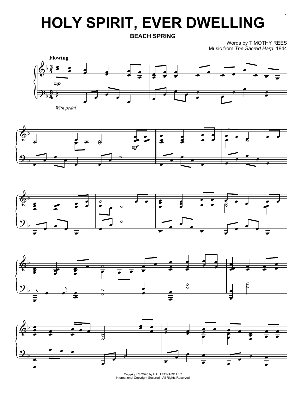 Timothy Rees Holy Spirit, Ever Dwelling sheet music notes and chords arranged for Piano Solo