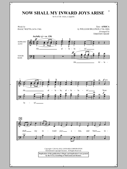 Timothy Shaw Now Shall My Inward Joys Arise sheet music notes and chords arranged for SATB Choir