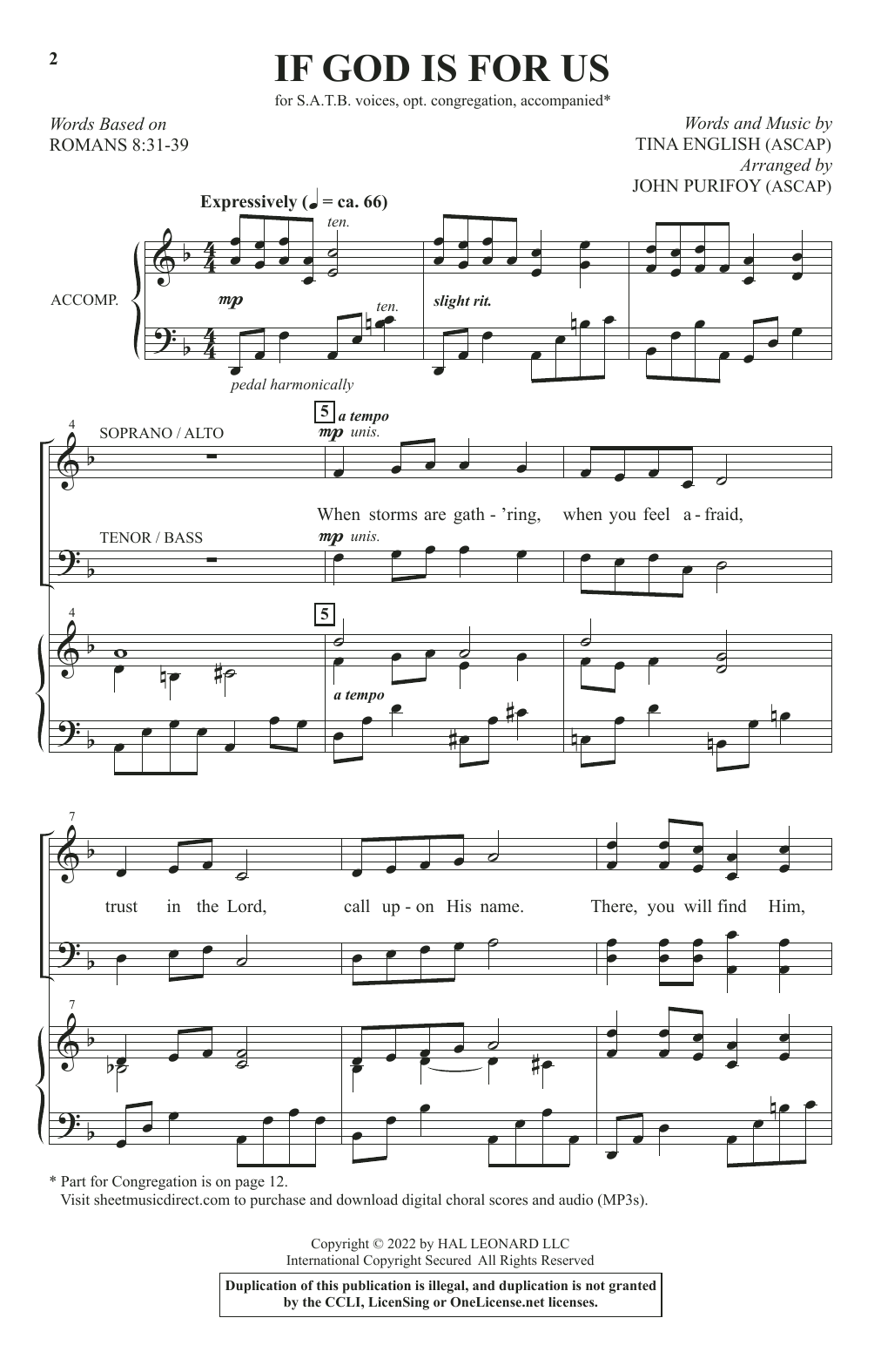 Tina English If God Is For Us (arr. John Purifoy) sheet music notes and chords arranged for SATB Choir