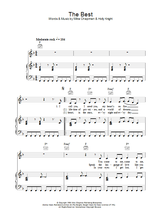 Tina Turner (Simply) The Best sheet music notes and chords arranged for Keyboard (Abridged)