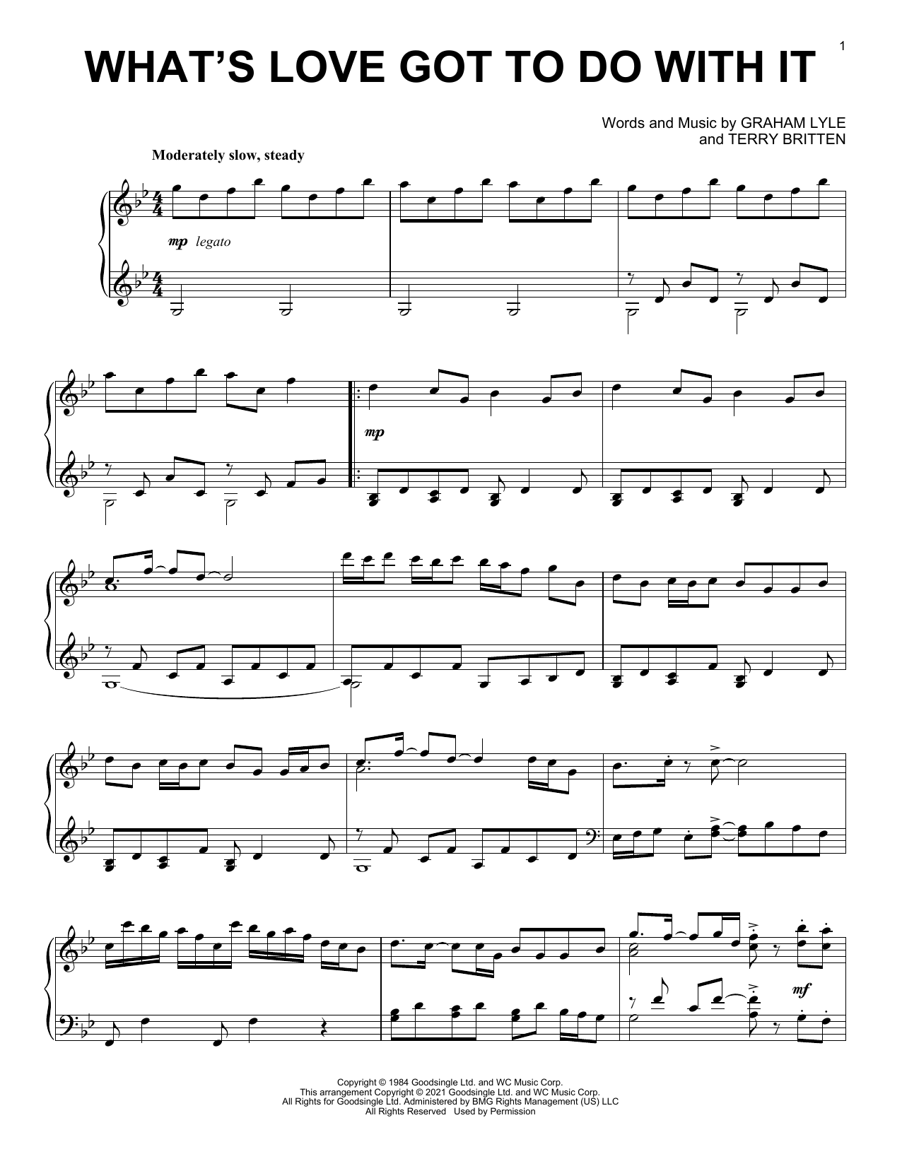 Tina Turner What's Love Got To Do With It [Classical version] sheet music notes and chords arranged for Piano Solo