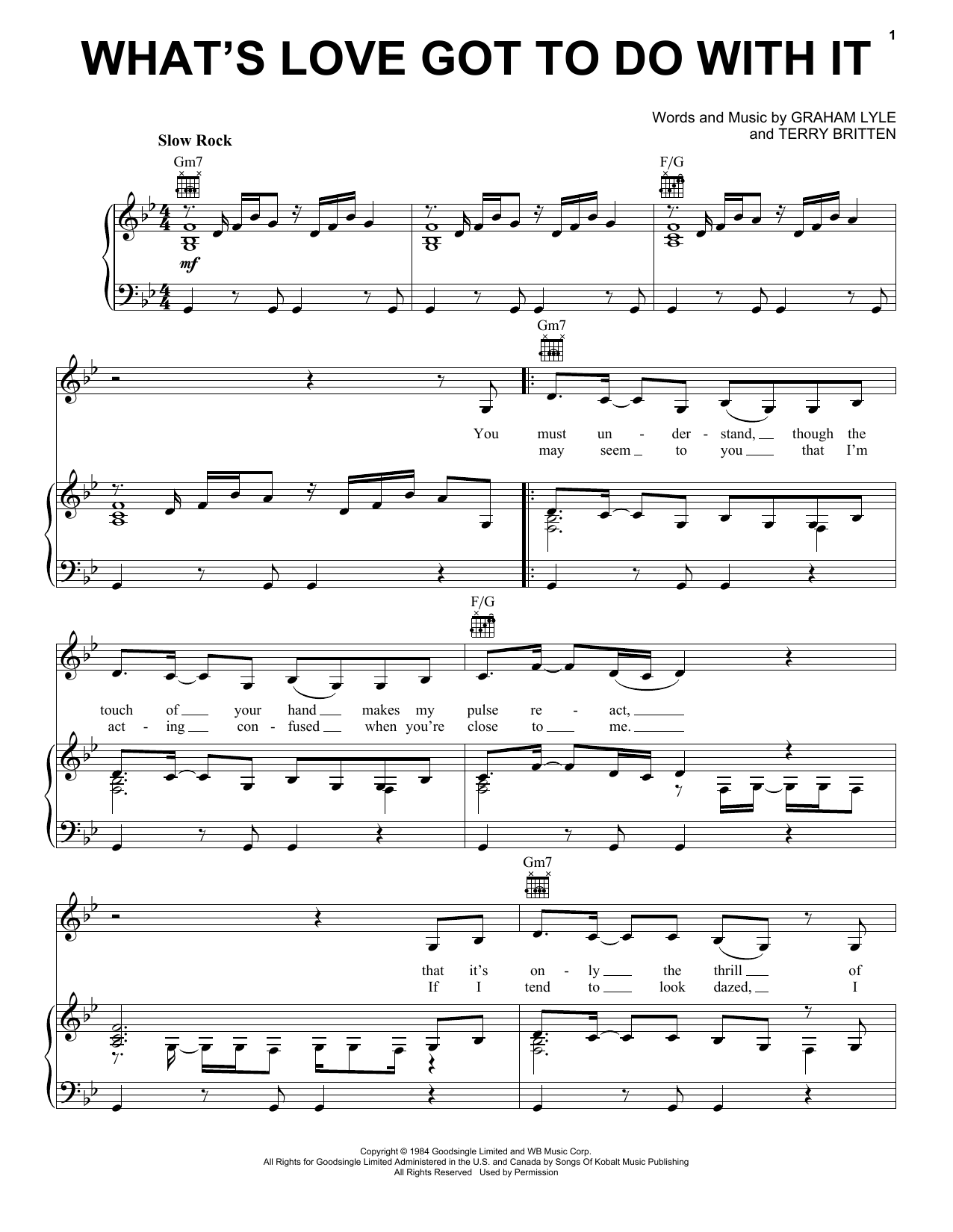 Tina Turner What's Love Got To Do With It sheet music notes and chords arranged for French Horn Solo