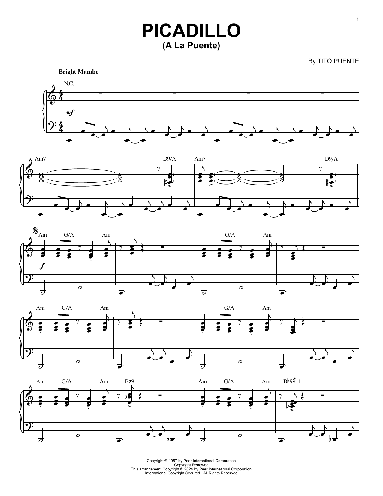 Tito Puente Picadillo (a la Puente) (arr. Brent Edstrom) sheet music notes and chords arranged for Piano Solo