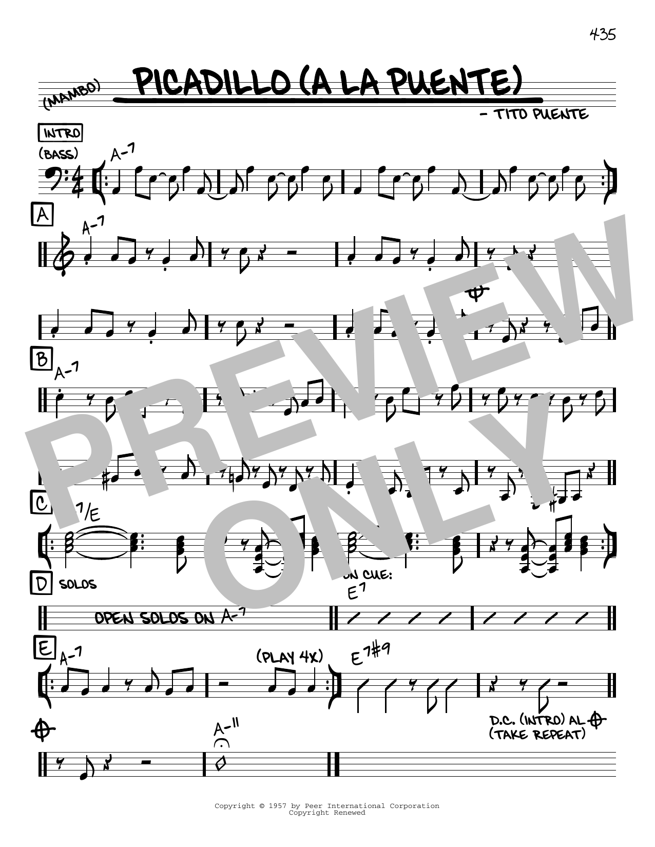 Tito Puente Picadillo (a la Puente) sheet music notes and chords arranged for Real Book – Melody & Chords – C Instruments