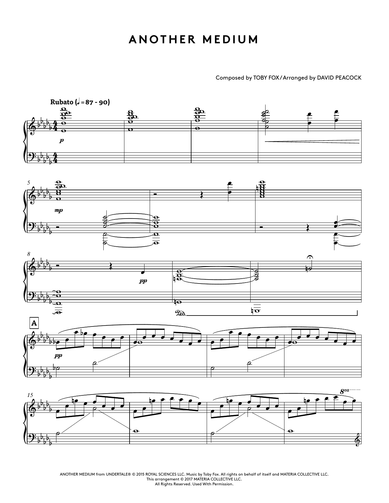 Toby Fox Another Medium (from Undertale Piano Collections) (arr. David Peacock) sheet music notes and chords arranged for Piano Solo